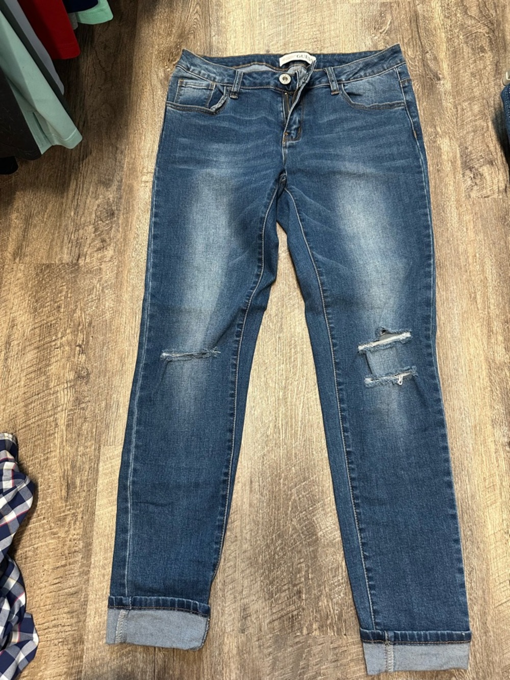 Guess Women's Skinny Jeans in Dark Blue with Faded Wash